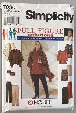 Vtg Simplicity 7830 Full Figure Tunic Skirt Pants Wrap Pattern 26W-32W UNCUT